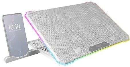 Mars Gaming MNBC13 - Laptopstandaard - Wit - Voor Notebooks tot 17 inch - 13 Ventilatoren - ARGB Verlichting