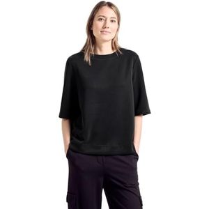 Cecil Dames TOS Modal Sweatsh Pullover met korte mouwen, zwart, L