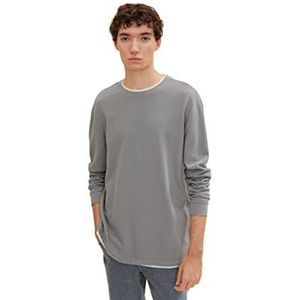 TOM TAILOR Denim Uomini Shirt met lange mouwen met structuur 1034000, 10921 - Explicit Grey, M