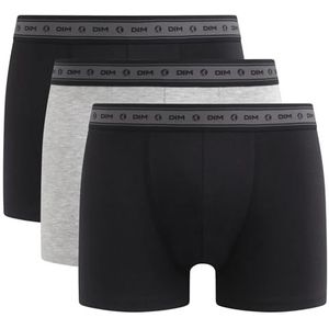 DIM Boxershorts voor heren, biologisch katoen, 3 stuks, zwart/parelgrijs/zwart, L