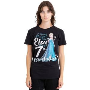 mandarin creative ltd Frozen Bright Like Elsa 7t verjaardag dames T-shirt, zwart, X-Large, Zwart, XL