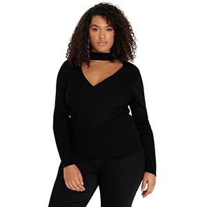 Trendyol Dames Slim Fit Basic Crew Neck Knitwear Plus Size Jumper Sweater, Zwart, 4XL Grote Maten