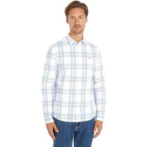 Tommy Jeans Heren Shirt Vrije tijd Top, Wit Check, M