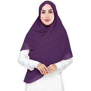 Lina & Lily Premium chiffon dames moslim hijab hoofddoek sjaal vierkant 145 x 145 cm, donkerpaars, Eén maat