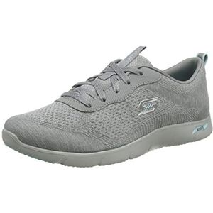 Skechers Arch Fit voor dames Verfijn de Wish Sneaker, Grijs Engineered Knit Lichtblauwe Trim, 38 EU