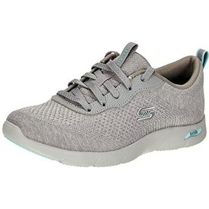 Skechers Arch Fit voor dames Verfijn de Wish Sneaker, Grijs Engineered Knit Lichtblauwe Trim, 36 EU