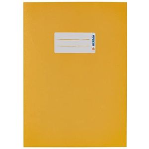 HERMA 5511 Papier notitieboekje DIN A5, boekhoes met tekstveld, van krachtig gerecycled papier en rijke kleuren, boekbeschermer voor schoolschriften, geel
