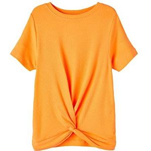 NAME IT Meisjes NKFHAJABINE SS Slim TOP T-shirt, Mock Orange, 122/128, Mock Oranje, 122/128 cm