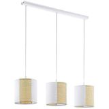 EGLO Arnhem Hanglamp met 3 gloeilampen, vintage, boho, hygge, hanglamp van staal, papier en zeegras in wit, natuur, eettafellamp, woonkamerlamp, hange