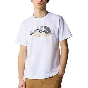 The North Face NF0A87NTFN41 Heren S/S Mountain Line Tee T-shirt Heren TNF Wit Maat XS, TNF White, XS