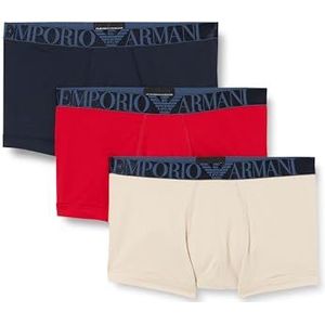 Emporio Armani Heren 3-Pack Trunk, Nude/ROOD/Marine, L, Naakt/Rood/Marine, L