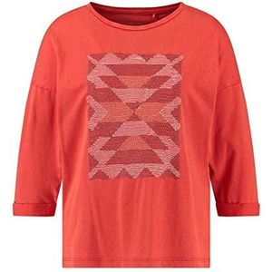 Taifun Dames sweatshirt met statement-print 3/4 mouw, overgesneden schouders, shirt, T-shirt, 3/4 mouw, ronde hals, sweatshirt met patroon, effen kleuren, Chili met patroon, 40