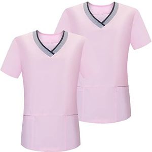 MISEMIYA Dames Bz-2-g718 werk-T-shirt, lichtroze G718-42, XXXL (verpakking van 2), lichtroze G718-42, 3XL