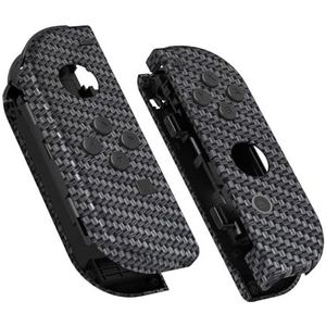 eXtremeRate Cover Grip Behuizing Joycon Controller met Knoppen Kit, DIY Vervangende Shell Case voor Nintendo Switch&Switch OLED Joycon(Geen Joycon)-Zwart Zilver Koolstofvezel