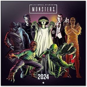 Grupo Erik Kalender 2024 Universal Monsters - Wandkalender 12 Maanden - Broschürenkalender 2024 30x30 cm - Fsc-gecertificeerde wandkalender - +Bonus 4 maanden