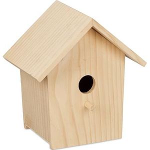 Relaxdays decoratief vogelhuisje, hout, vogelkastje om op te hangen, HxBxD: 21x19x14 cm, nestkastje tuin, balkon, natuur