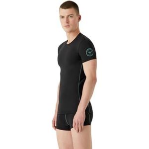 Emporio Armani Heren Mannen Mannen Mesh Microfiber T-Shirt, zwart, S