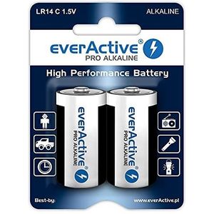 everActive C batterijen per verpakking, Pro Alkaline, Baby LR14 R14 1,5 V, hoogste prestaties, 10 jaar houdbaarheid, 12 stuks - blisterkaarten