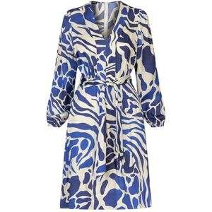 Apart Korte satijnen jurk met all-over print, koningsblauw-crème, 40