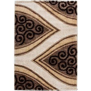 Lalee, 347254071, stijlvolle en hoogwaardige designer hoogpolig shaggy tapijt in 3D-look met Lurex garen, beige/bruin