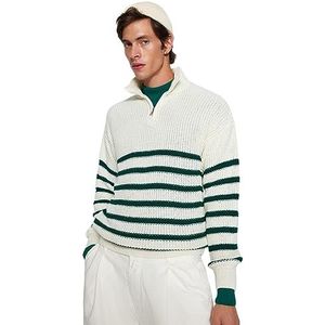 Trendyol Heren gestreepte lange mouwen regular sweater, groen, S