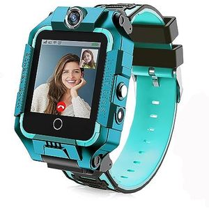 LiveGo Smartwatch voor kinderen, met GPS en telefoon, 4G, veilige smartwatch met 360° draaibaar, GPS/SOS-oproep voor kinderen, studenten van 4 tot 12 jaar, verjaardagscadeau, schooldag (cyaan)