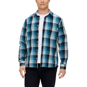s.Oliver regular: katoenen overhemd met lange mouwen, Blauw|meerkleurig 59n3, L