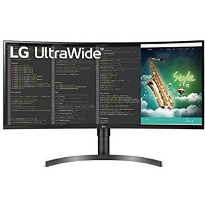 LG 35WN73A-B 88,90 cm (35"") VA 21:9 Curved UltraWide Monitor (HDR, USB-C, Display Port, HDMI, in hoogte verstelbaar, Radeon Freesync, multitasking), zwart