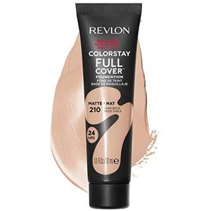 Revlon ColorStay Full Cover Longwear Matte Foundation, hitte- en zweetbestendig, lichte gezichtsmake-up, kleur zandbeige (210), 30 ml
