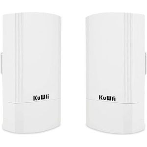 KuWFi WLAN Bridge Buitenshuis, 900Mbps Indoor/Outdoor Point-to-Point Draadloze Bridge, 2km PtP/PtMP WiFi Bridge CPE met PoE-adapter, Richtingsgebonden Funk WLAN voor Netwerkuitbreiding en IP-camera's