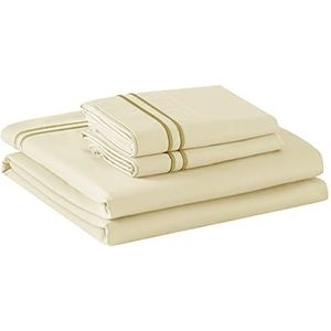 Toyabr Dekbedovertrek Set 3-delig Bedding-60% katoen en 40% Tencel-2 Kussenslopen +1 Dekbedovertrek - ademend vermogen en lichtheid (Champagne, 135x200cm,50x75x1cm)