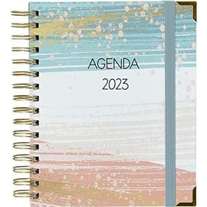 Agenda 2023 ART 2-dagen-weergave – A5 – 23 x 18 cm – maandplanner, vaste omslag, rubberen sluiting en maand-scheidingswand – jaarkalender – Sweetcolor, meerkleurig