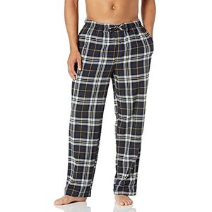 Amazon Essentials Men's Flanellen pyjamabroek (verkrijgbaar in grote en lange maten), Zwart Geel Plaid, XL
