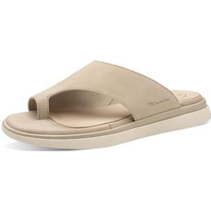 TAMARIS Comfort damessandalen, leer, Wide Fit, beige, suède, 36 EU, Beige suède., 36 EU