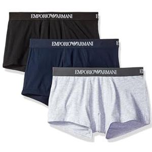 Emporio Armani heren Ondergoed 3-pack Trunk Pure Cotton , Marine/Grg Mel/Nero, S