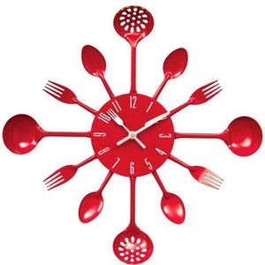 Premier Housewares Wandklok bestek, 43 cm diameter, rood