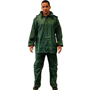 Gahibre Compleet waterpak, opvouwbare en lichte regenjas, waterdicht werkpak, waterdichte broek en jas, groen, maat L
