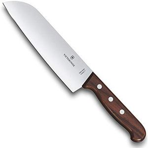 Victorinox, 6.8500.17G, Wood, Santokumesser, Extra scharfe Klinge, mit geradem Schliff, mit edlem Holzgriff, Braun, Made in Switzerland,