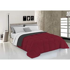 Italian Bed Linen Winterdekbed Elegant, Bordeaux/Donker Grijs, Dubbele 100% Microvezel, 260x260cm