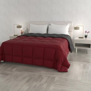 Italian Bed Linen Winterdekbed Elegant, Bordeaux/Donker Grijs, Dubbele 100% Microvezel, 260x260cm