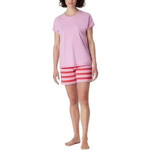 Schiesser Dames pyjama set kort katoen Nightwear pyjama set, bonbonroze 181253, 42, Snoep roze_181253, 42