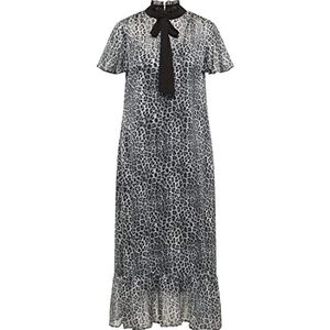 nelice Midi-jurk voor dames met luipaardprint, grijs, M