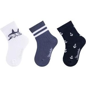 Sterntaler Babysokken voor jongens, 3 stuks, haai, wit, 18 EU