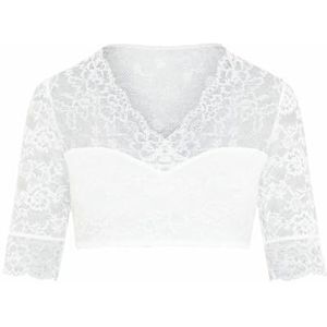 Susa Wiesn-Zauber Dirndl Blouse Dames I Halve Mouwen Blouse I Moderne Klederdrachtblouse Dames met chique kant I Ivoor I Gr. 36, ivoor, 36