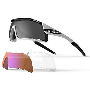 Tifosi Unisex volwassen Davos verwisselbare lens zonnebril - wit/zwart, één maat
