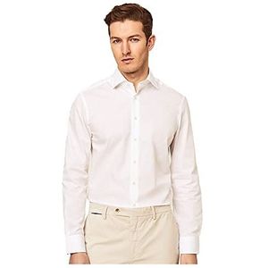 Hackett London Heren Fine Herringbone overhemd, wit, 16