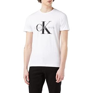 Calvin Klein Jeans Heren Core Monogram Slim Tee T-shirt, Helder Wit, XL
