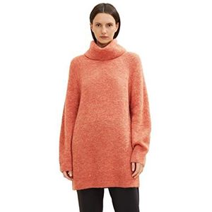 TOM TAILOR Dames Oversized gebreide trui met rolkraag 1034076, 30670 - Canyon Sunset Red Melange, M