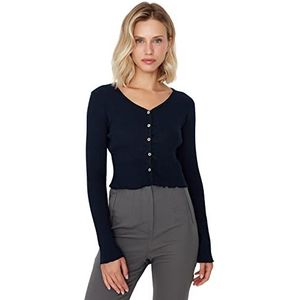 Trendyol Vrouwen Regular Bodycon V-hals Gebreide Blouse, marineblauw, XS