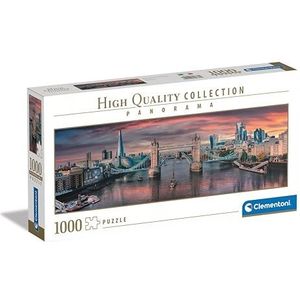 Clementoni Collection Panorama Across the River Thames-1000 stukjes, panorama-puzzel, horizontaal, plezier voor volwassenen, Made in Italy, meerkleurig, 39837